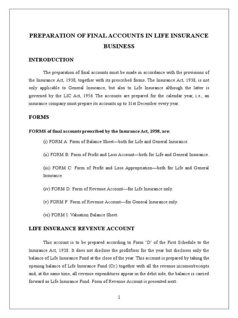Final Accounts in Life Insurance | PDF | Insurance | Life Insurance