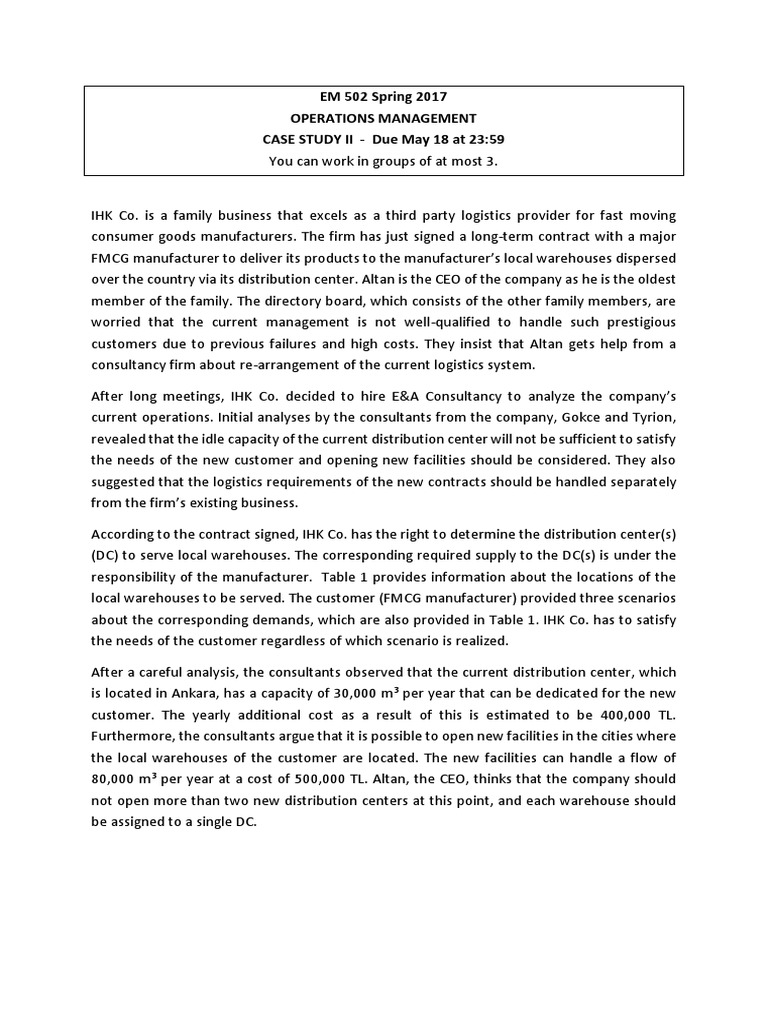 Case 2 Spring2017 PDF | PDF | Logistics | Warehouse