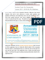 Application Form For Annamalai University Admission 2017-2018 UG/PG/Diploma