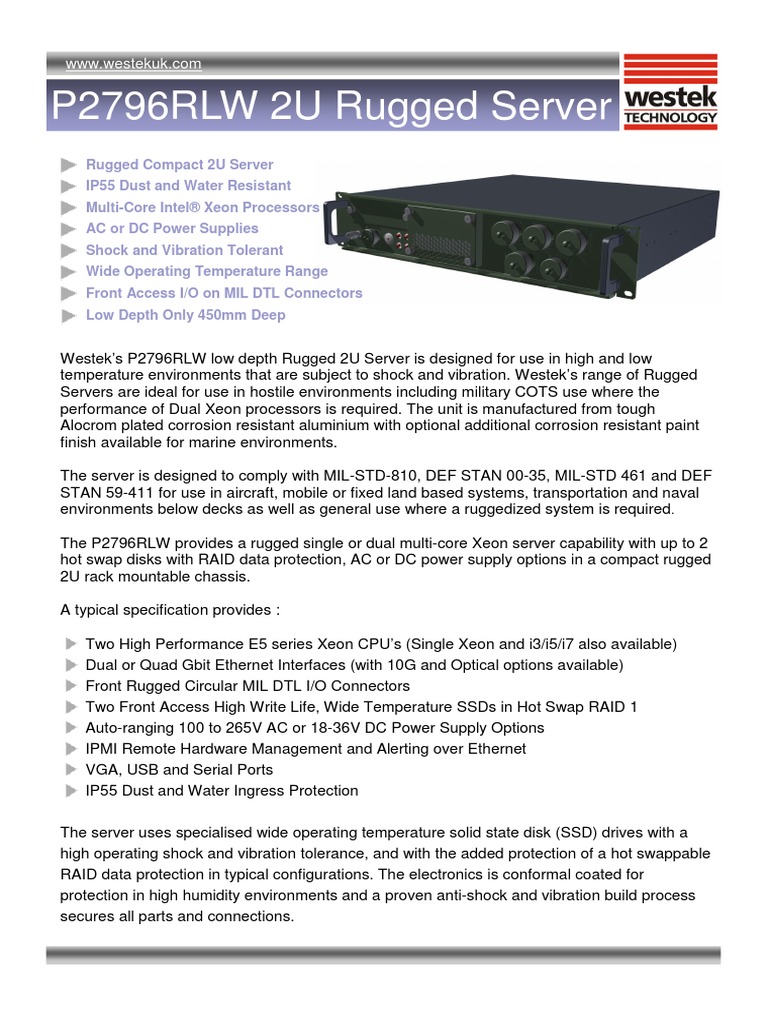 P2796RLW IP55 Rugged Server | PDF | Solid State Drive | Electromagnetic ...