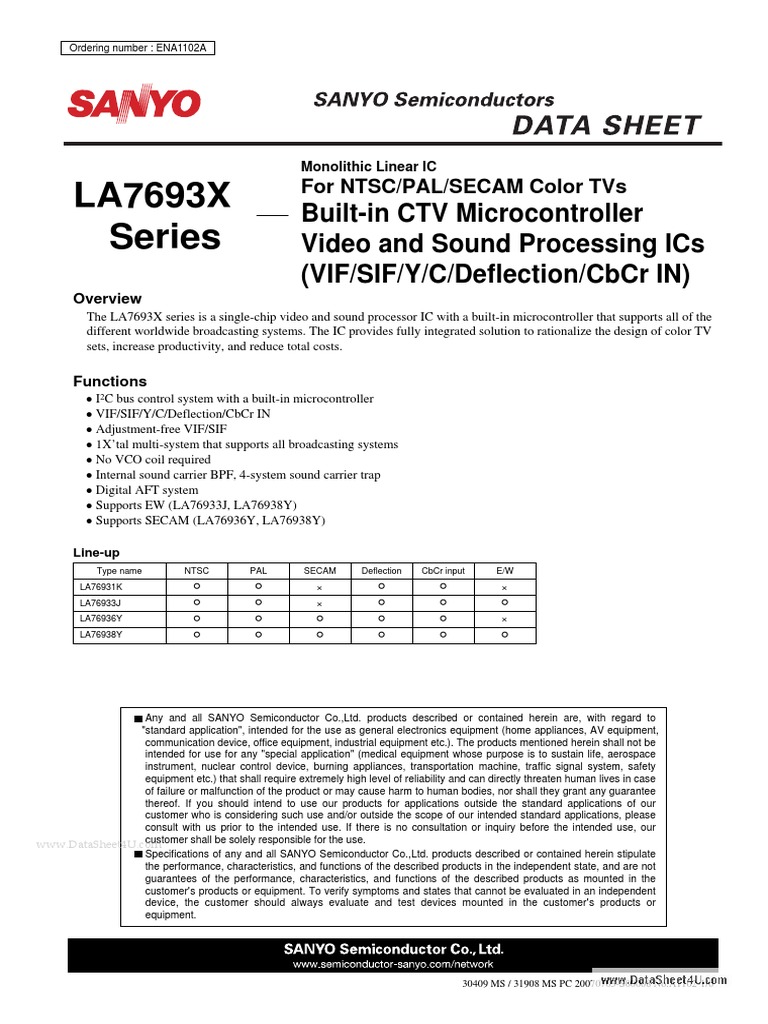 Datasheet La76931 Sanyo Pdf Microcontroller Semiconductors