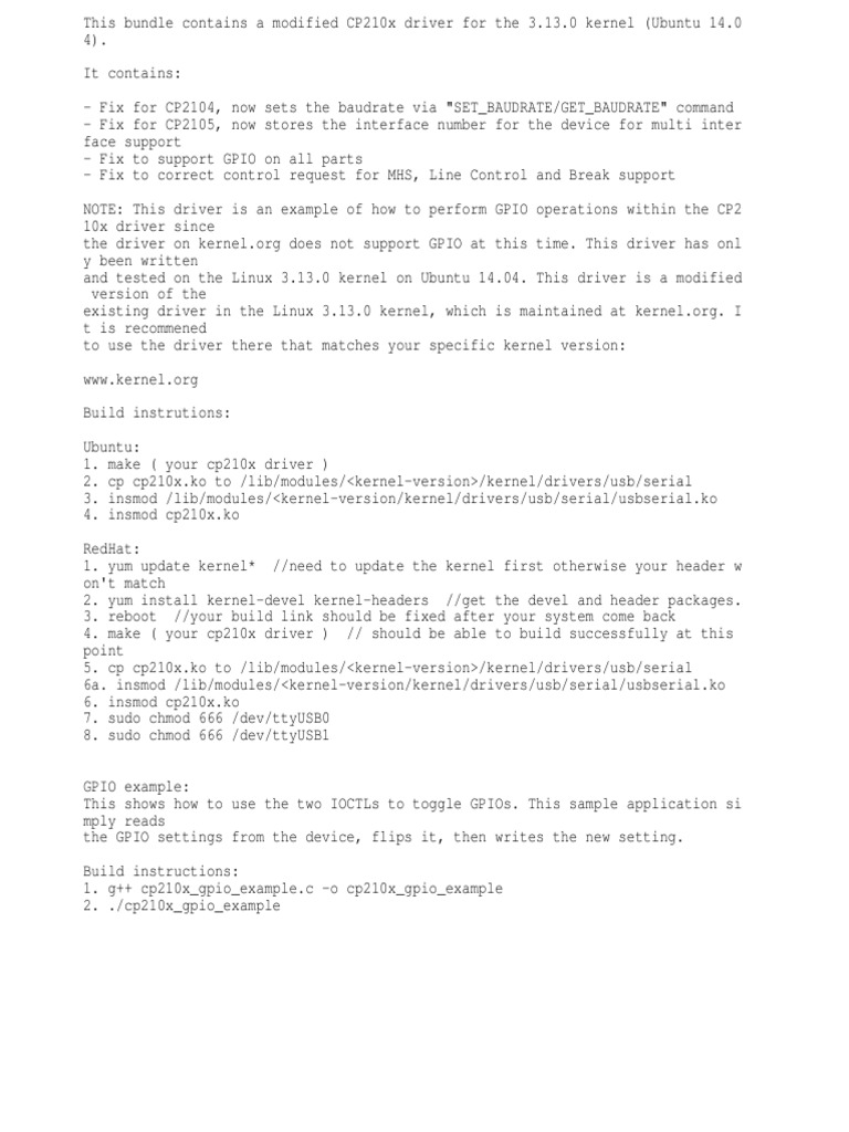 Ubuntu 14.04 CP210x Driver Fixes | PDF
