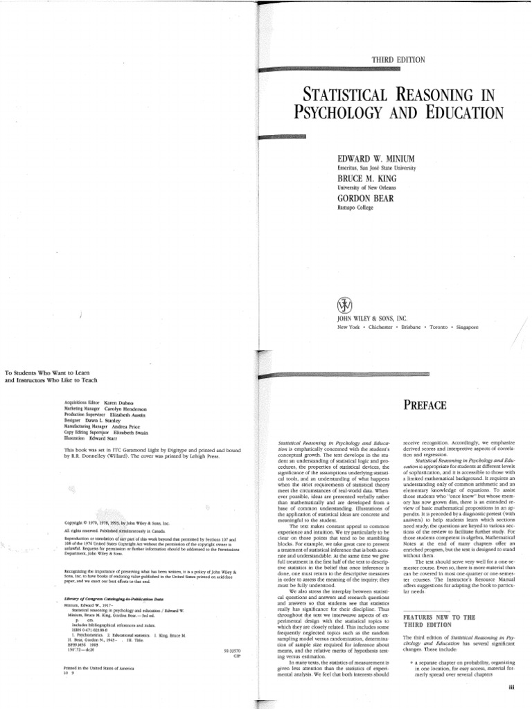 Minium - Statistical Reasoning in Psychology and Education | PDF ...