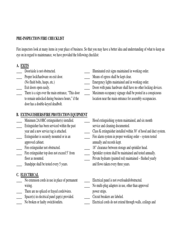 Fire Inspection Checklist | PDF | Barbecue Grill | Propane