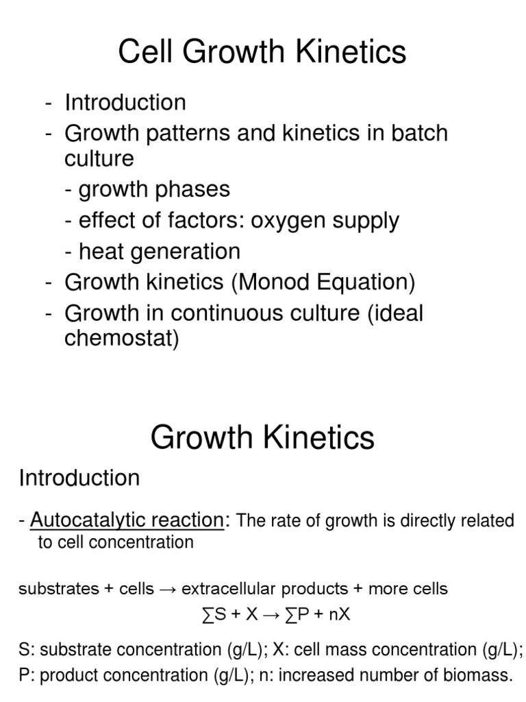 Lecture Notes Growth Kinetics Growth Phases Cell Growth Enzyme Kinetics