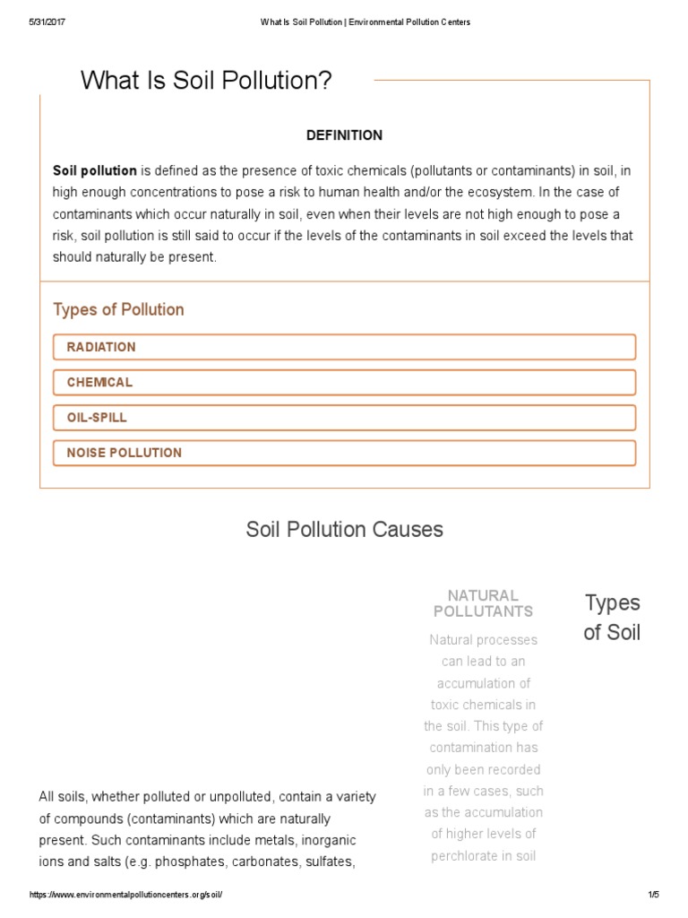 Understanding Soil Pollution Causes | PDF | Human Impact On The ...