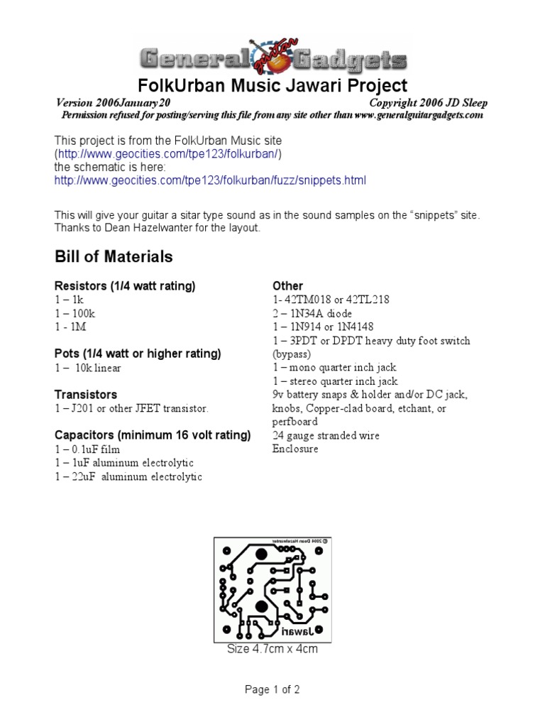 Effects Sitar Effect For Guitar (Schematic) PDF PDF