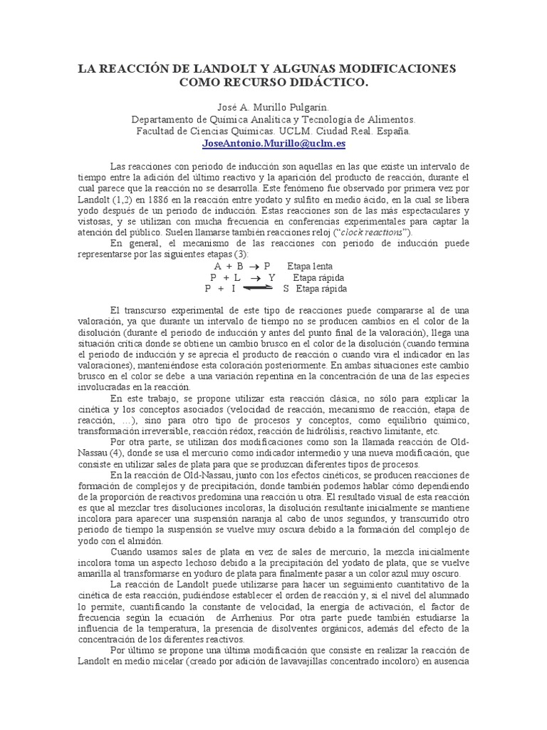 15 La Reacción de Landolt y Algunas Modificaciones PDF | PDF