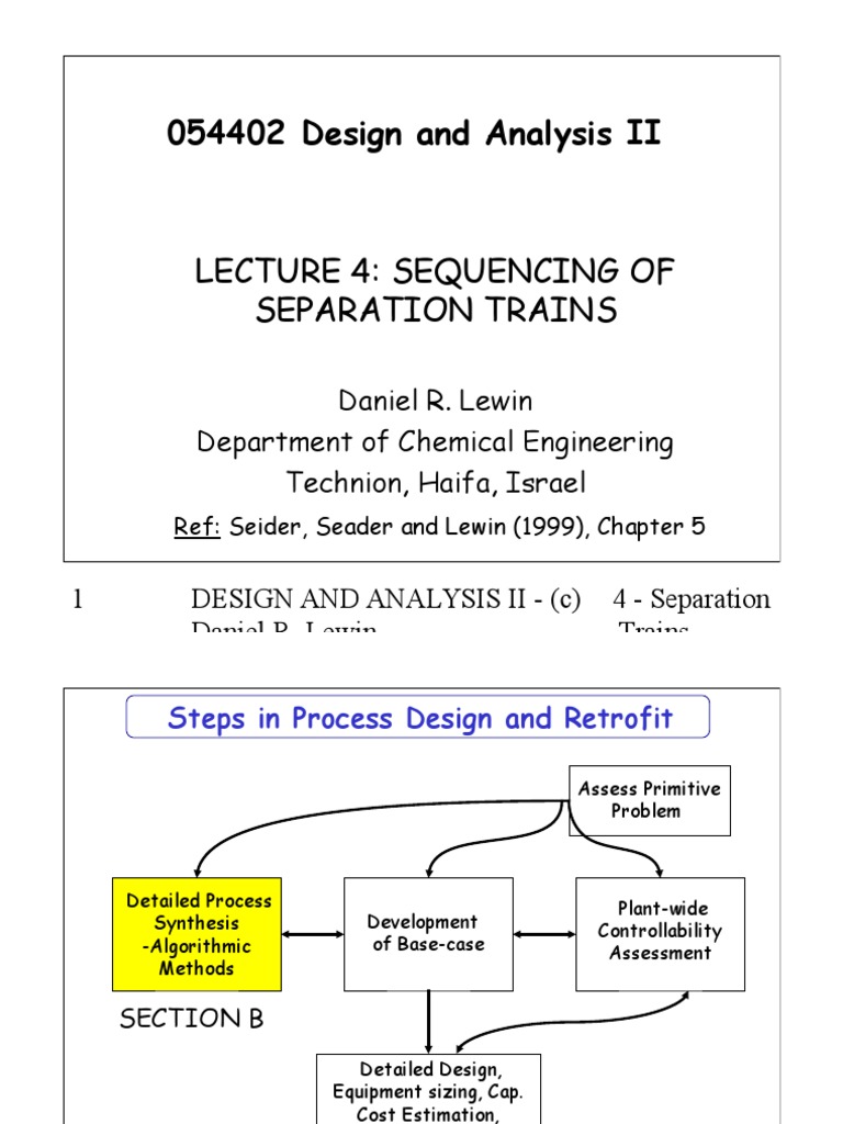 Separation Trains in Chemical Processes | PDF | Distillation | Phase ...