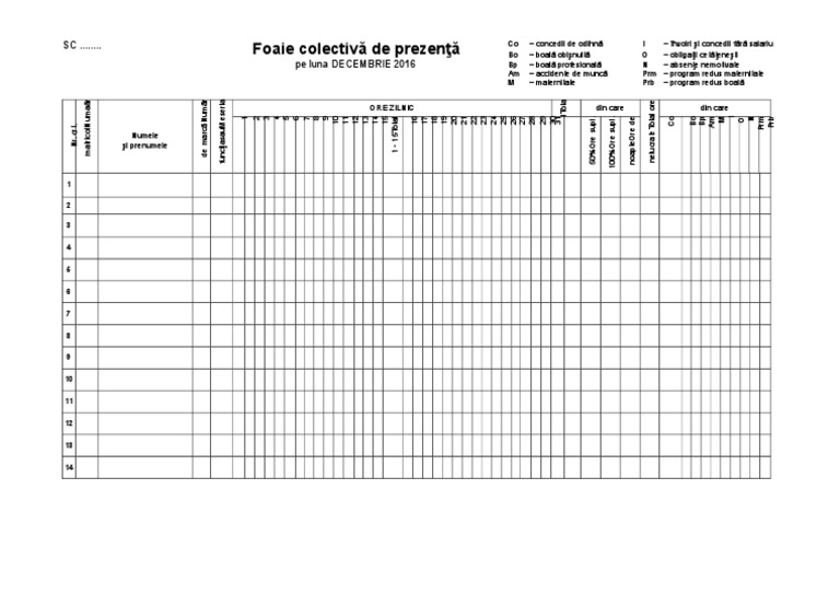 Formular Pontaj | PDF