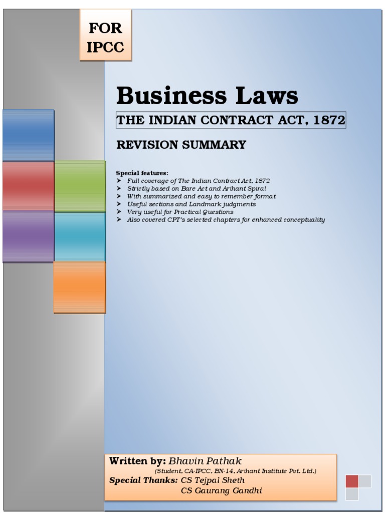 Indian Contract Act 1872 Overview | PDF | Offer And Acceptance ...