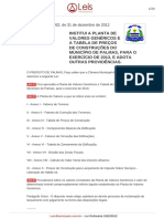 Lei Ordinaria 1952-2012 - Planta de Valores Genéricos de Palmas - TO