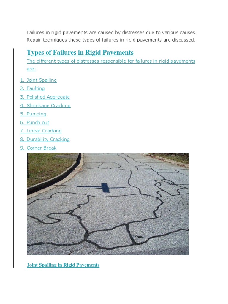 Types of Rigid Pavement Failures | PDF | Road Surface | Concrete