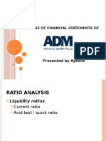 Analysis of Financial Statements Of: Presented by Ayesha