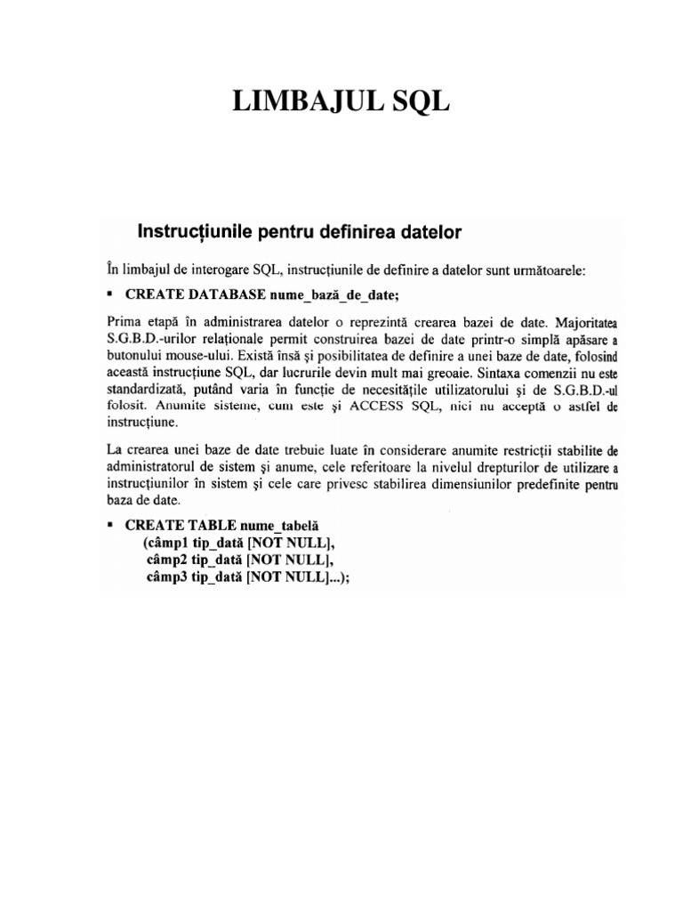 LIMBAJUL SQL - Manual PDF | PDF