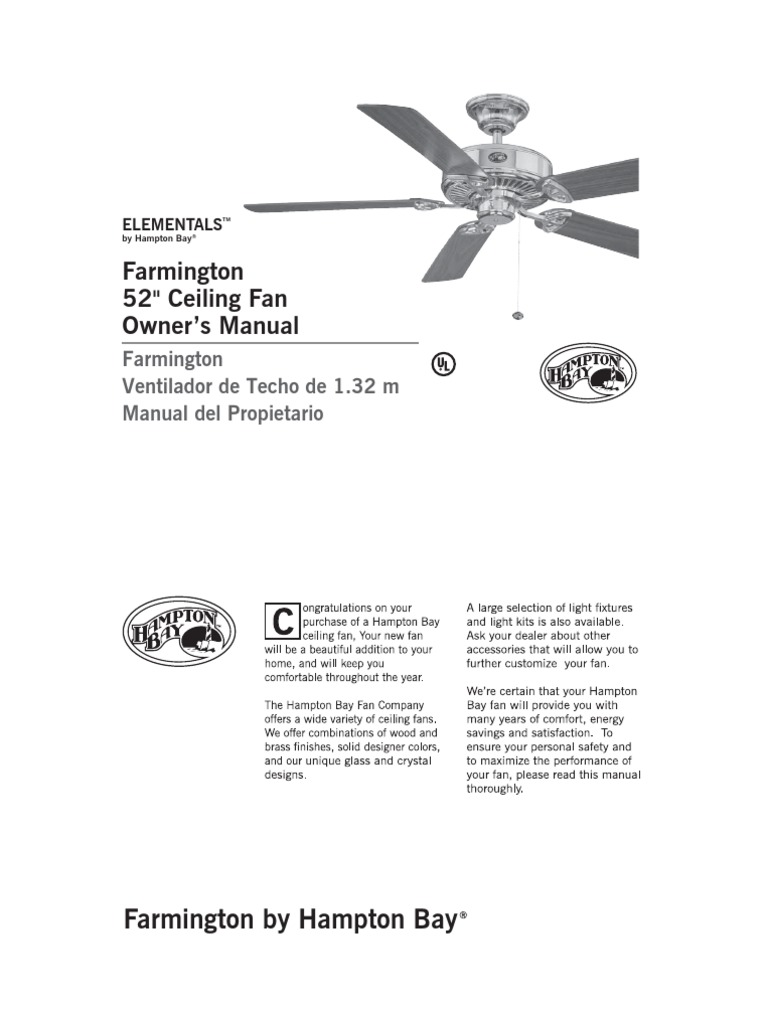 Manual Hampton Bay Ceiling Fan Mechanical Fan Electrical