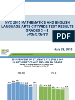 Nyc 2010 Mathematics and English Language Arts Citywide Test Results Grades 3 - 8