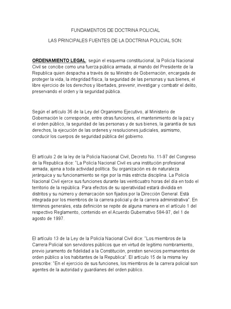 Fundamentos De Doctrina Policial Panam Polic a