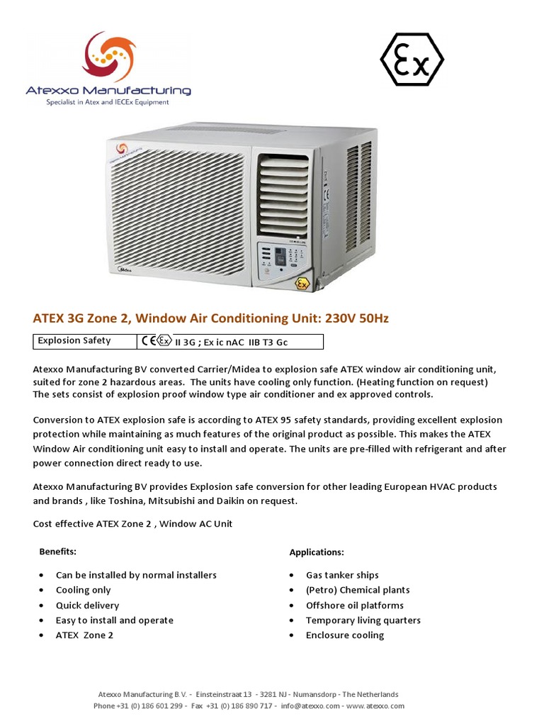 ATEX Zone 2 Window AC Units Overview | PDF | Air Conditioning | Hvac