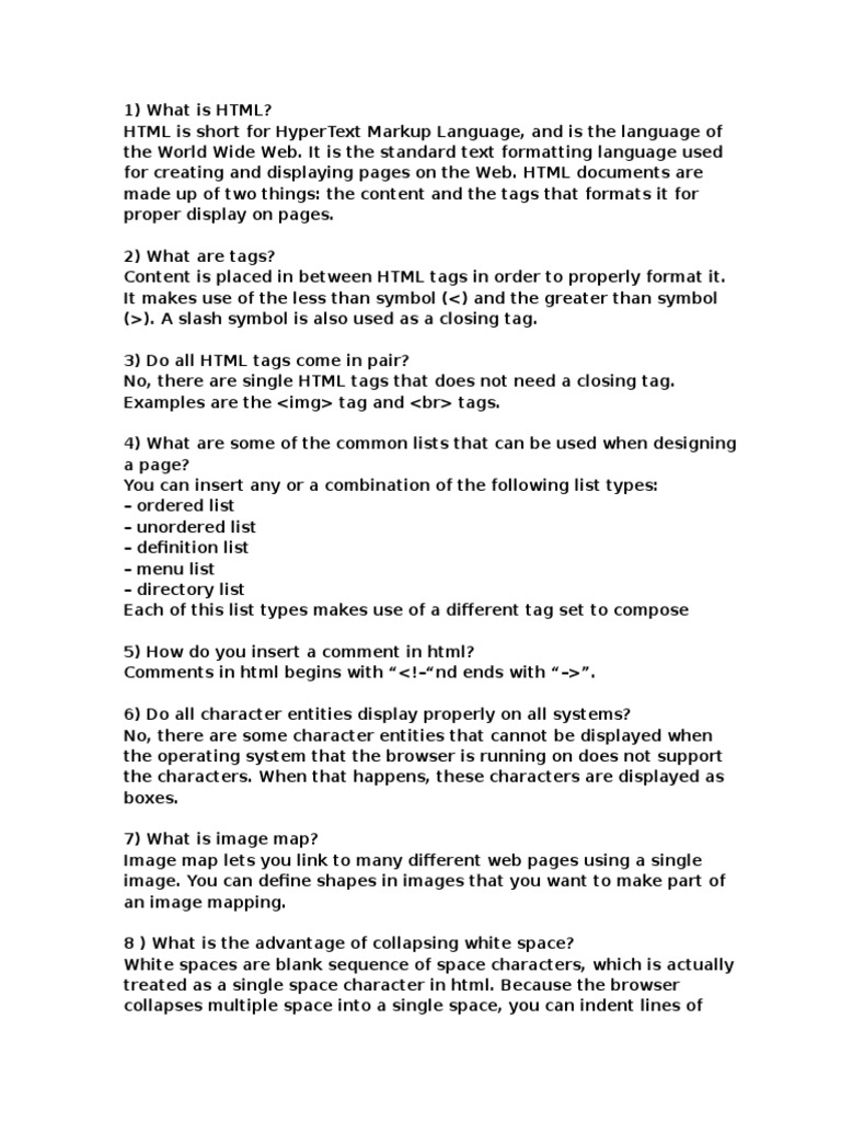 HTML Notes for Class 10 Cbse | Html Element | Html