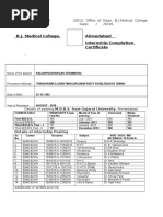 B.J. Medical College, Ahmedabad Internship Completion Certificate