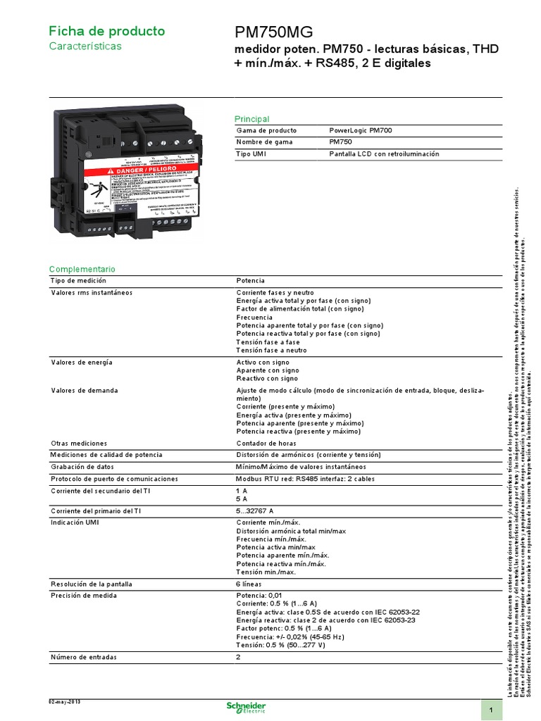 PowerLogic PM700 PM750MG | PDF | Energia electrica | Impedancia eléctrica