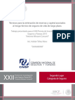 Técnicas para estimar reservas y capital asociado al riesgo técnico de seguros de vida bajo Solvencia II