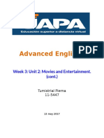 Advanced English I: Week 3: Unit 2: Movies and Entertainment. (Cont.)