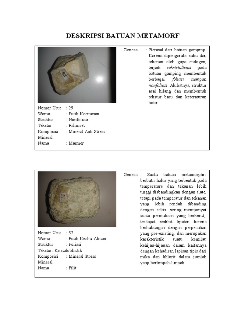DESKRIPSI BATUAN METAMORF