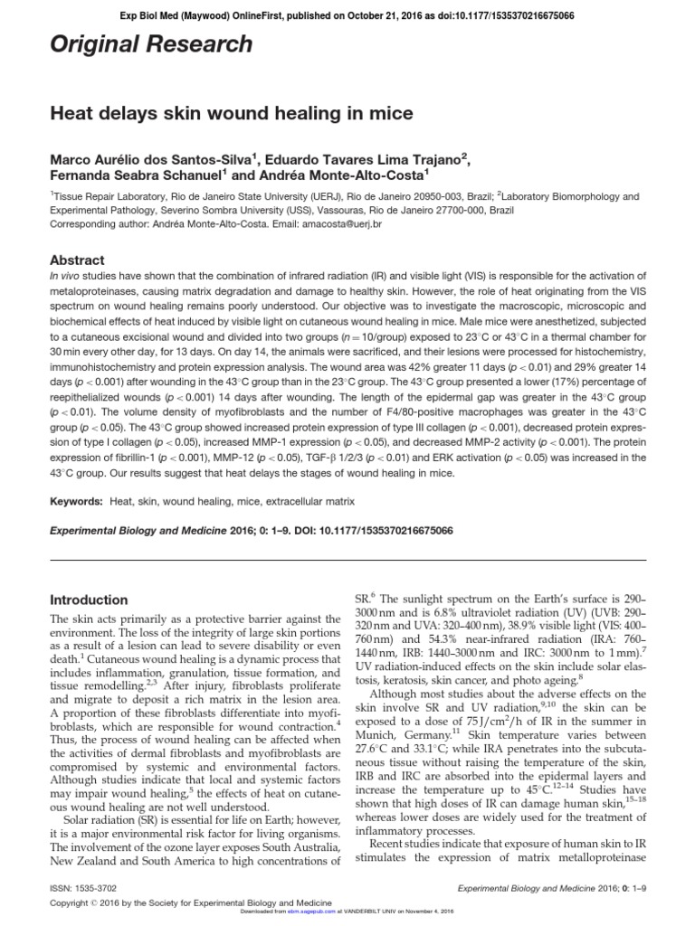 Heat Delays Skin Wound Healing in Mice | PDF | Healing | Wound Healing