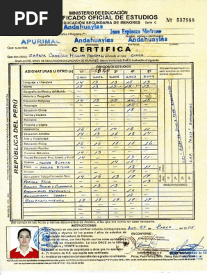 Certificado 5to Secundaria J E M Zapata Carrillo Miluska Vanessa