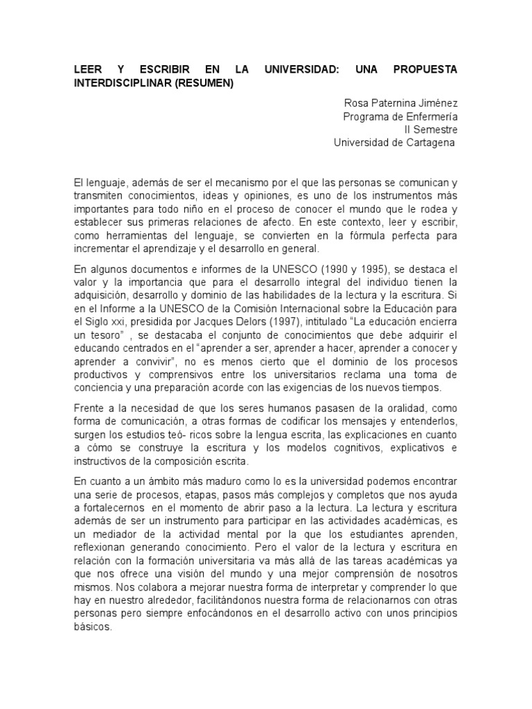 Leer y Escribir en La Universidad | PDF | Lectura (proceso) | Aprendizaje