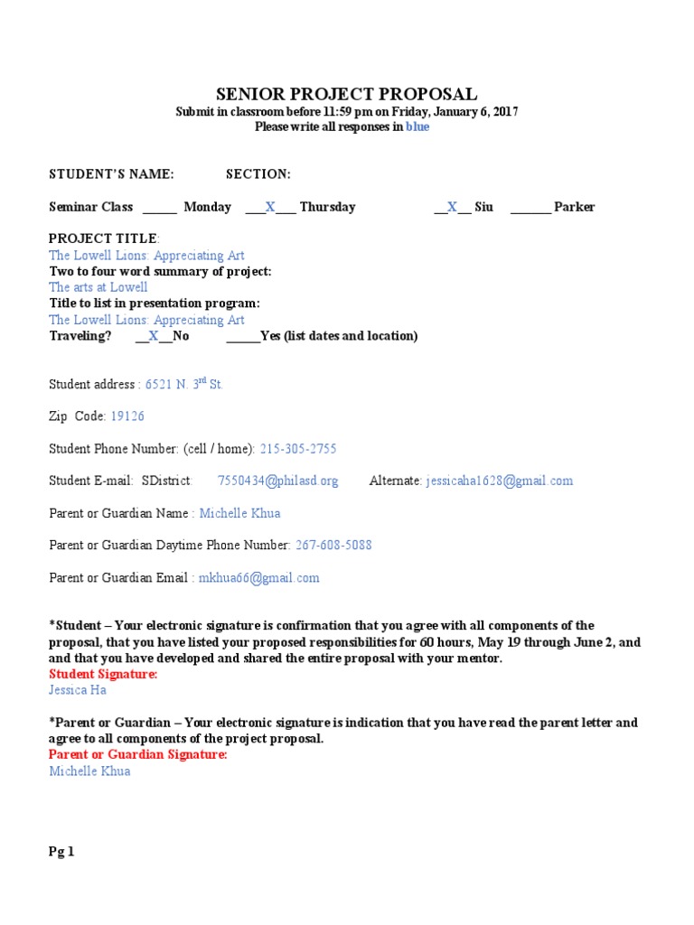 Senior Project Proposal | PDF | Mentorship | Visual Arts Education