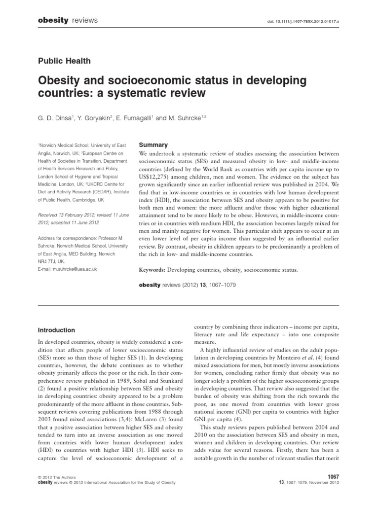 Socioeconomic Status And Developing >> Dinsa Et Al 2012 Obesity Reviews Socioeconomic Status Body Mass Socioeconomic Status And Developing >> Dinsa Et Al 2012 Obesity Reviews Socioeconomic Status Body Mass