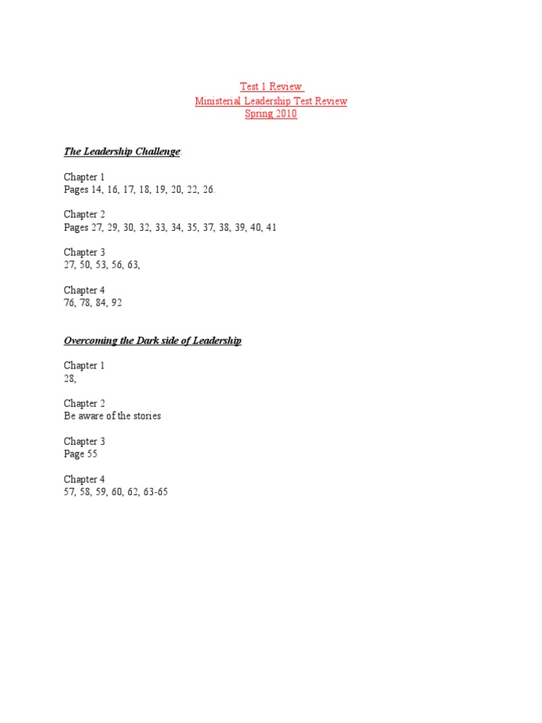 Ministerial Leadership Test Review Guide | PDF | Self-Improvement
