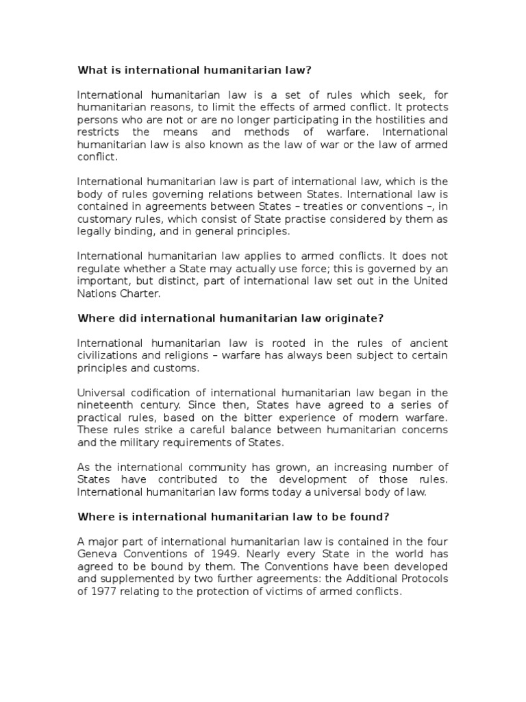 International Humanitarian Law PDF International Humanitarian Law