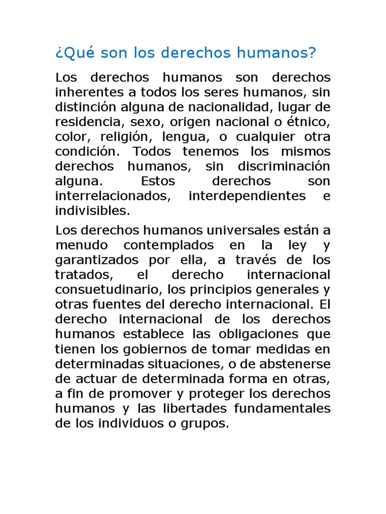 Qué Son Los Derechos Humanos | PDF | Derechos humanos | Derechos