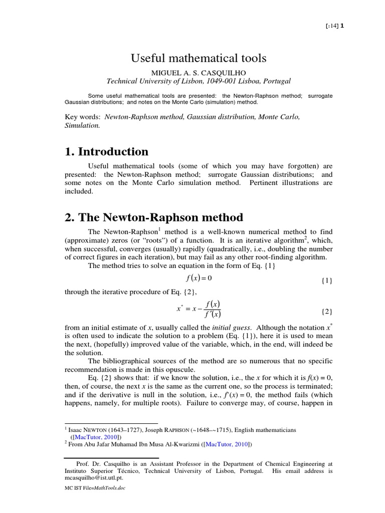 Useful Mathematical Tools | PDF | Normal Distribution | Numerical Analysis