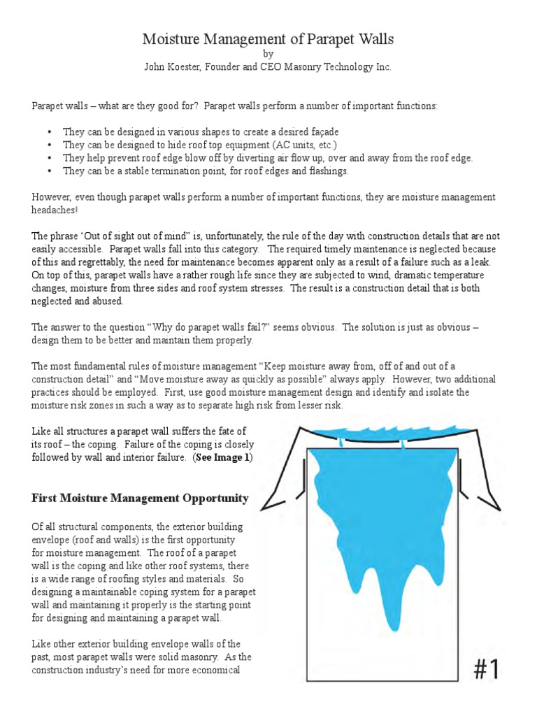 Moisture Management Of Parapet Walls Pdf Wall Roof