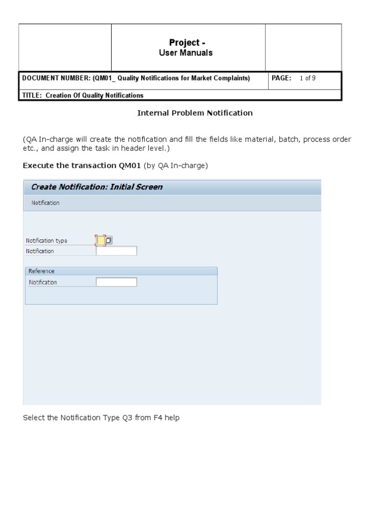 Quality Notifications Creation Guide | PDF | Button (Computing ...