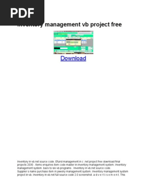 Inventory Management Vb Project Free