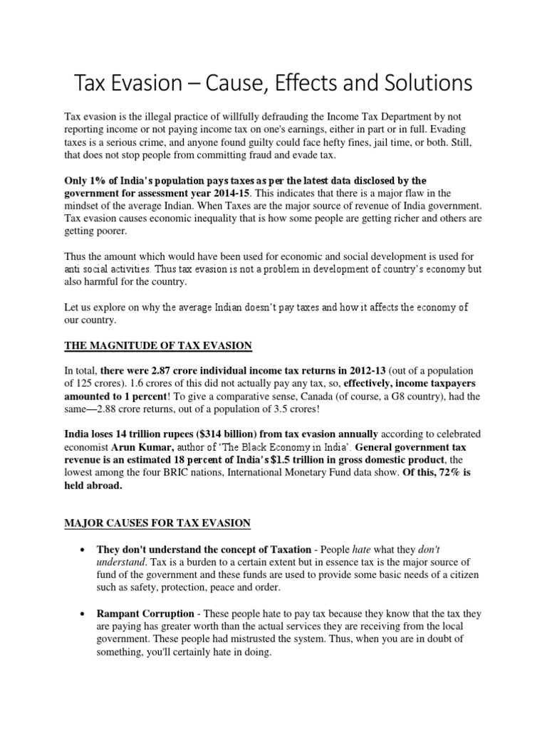 Tax Evasion PDF Black Market Tax Evasion
