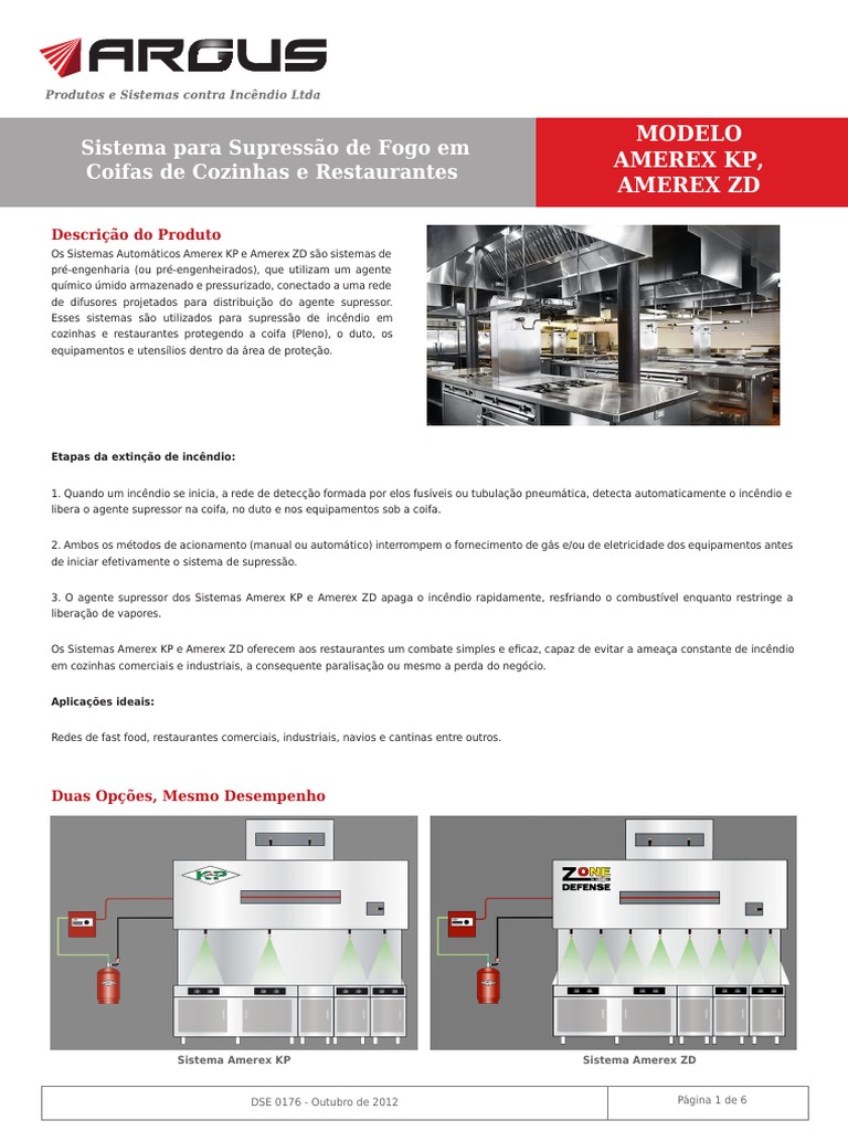 Sistema para Supressao de Fogo em Coifas de Cozinhas e Restaurantes ...
