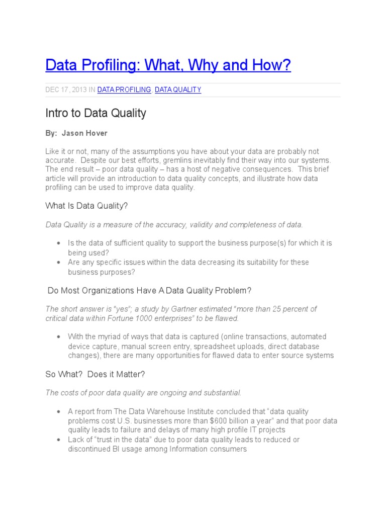 Data Profiling | PDF | Data Quality | Business Intelligence