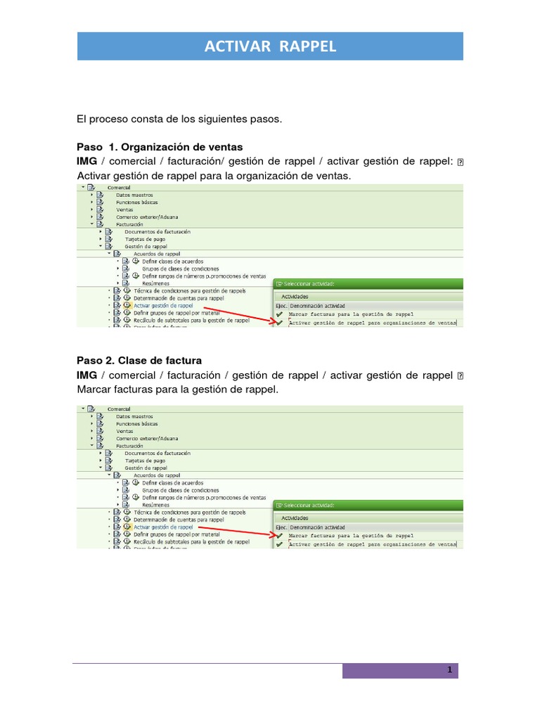 Activación de Gestión de Rappel en Ventas | PDF