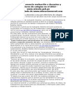 MINEDU Anuncia Evaluación a Docentes y Directores de Colegios en El 2013