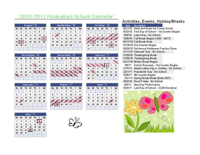 2010 2011 School Calendar 1 | PDF | Traditions | Public Holiday