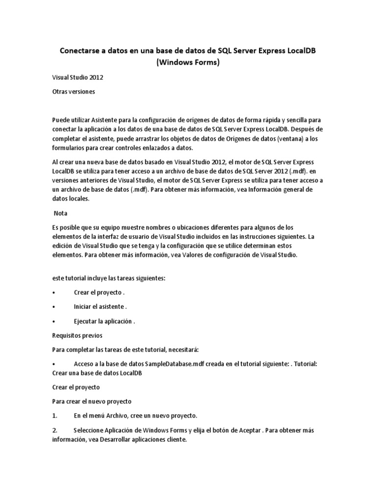Conexión a SQL Server Express LocalDB | PDF | Ventana (informática ...