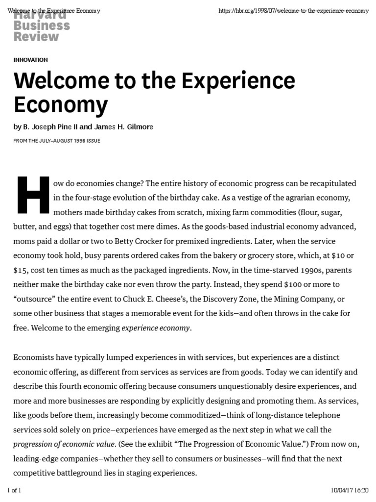 Introduction To The Experience Economy – XANH