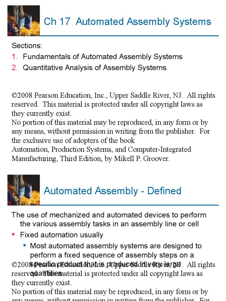 02.automated Assembly Systems | PDF | Automation | Operations Management